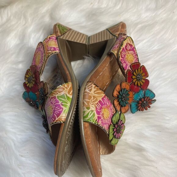 L’ARTISTE Spring Step Multi Leather slides heels Straps Sandals EUR SZ 39 US8.5 - Picture 6 of 11